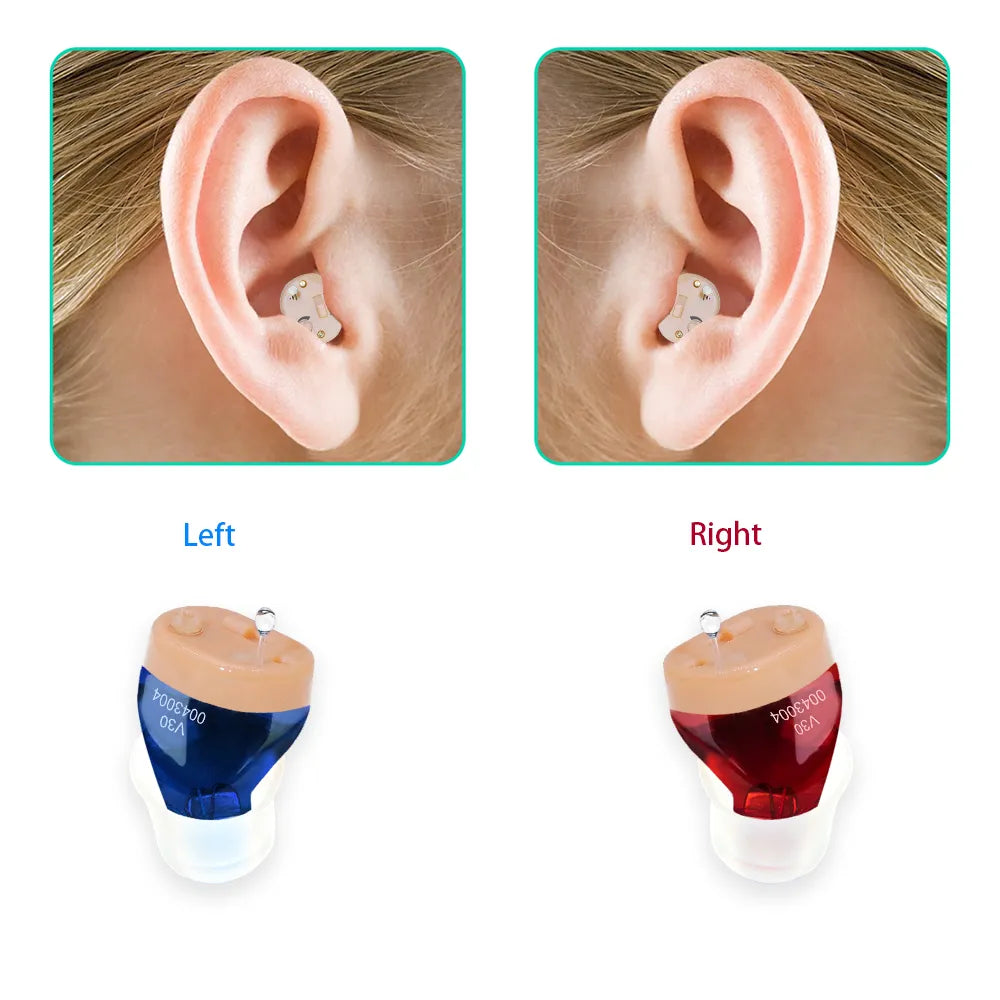 Rechargeable ITC Hearing Aids with Convenient Recharging Case Sound Amplifier In-Ear Hearing Device